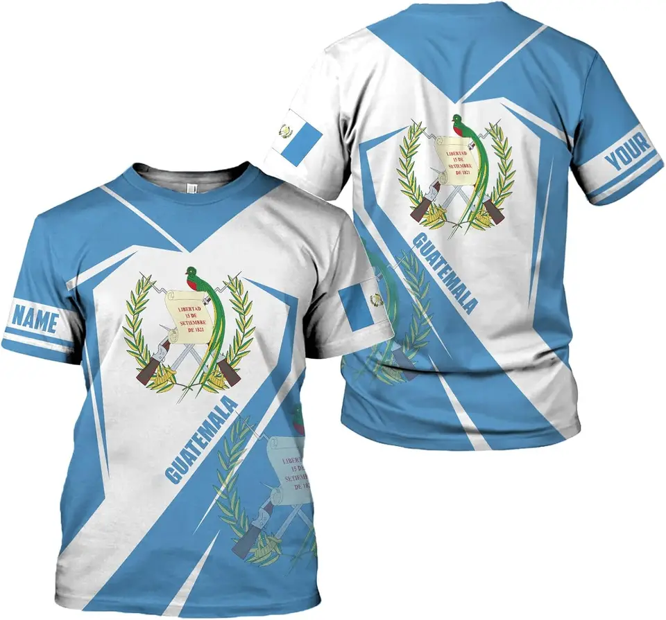 Personalizované meno Guatemala Flag Odznak 3D tlač Tričko Pánske dámske príležitostné rukávy Harajuku nadmerne nadmerné vrcholy