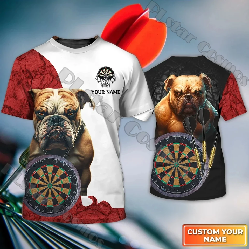 Personalizované meno PLSTAR COSMOS Bulldog a šípky 3D tlačené pánske letné unisexové tričko pre šípky Player TX-176