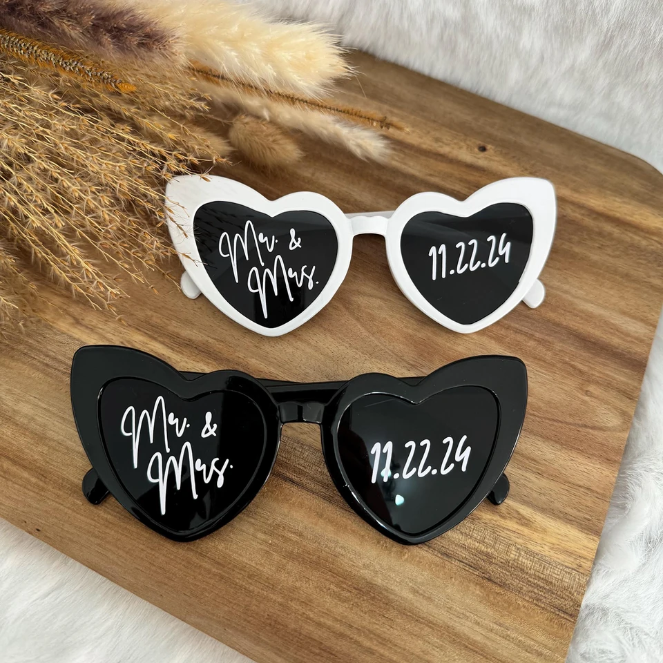 Personalizované svadobné slnečné okuliare Custom Iniciály milujú srdce Slnečné okuliare Svadobné fotografie