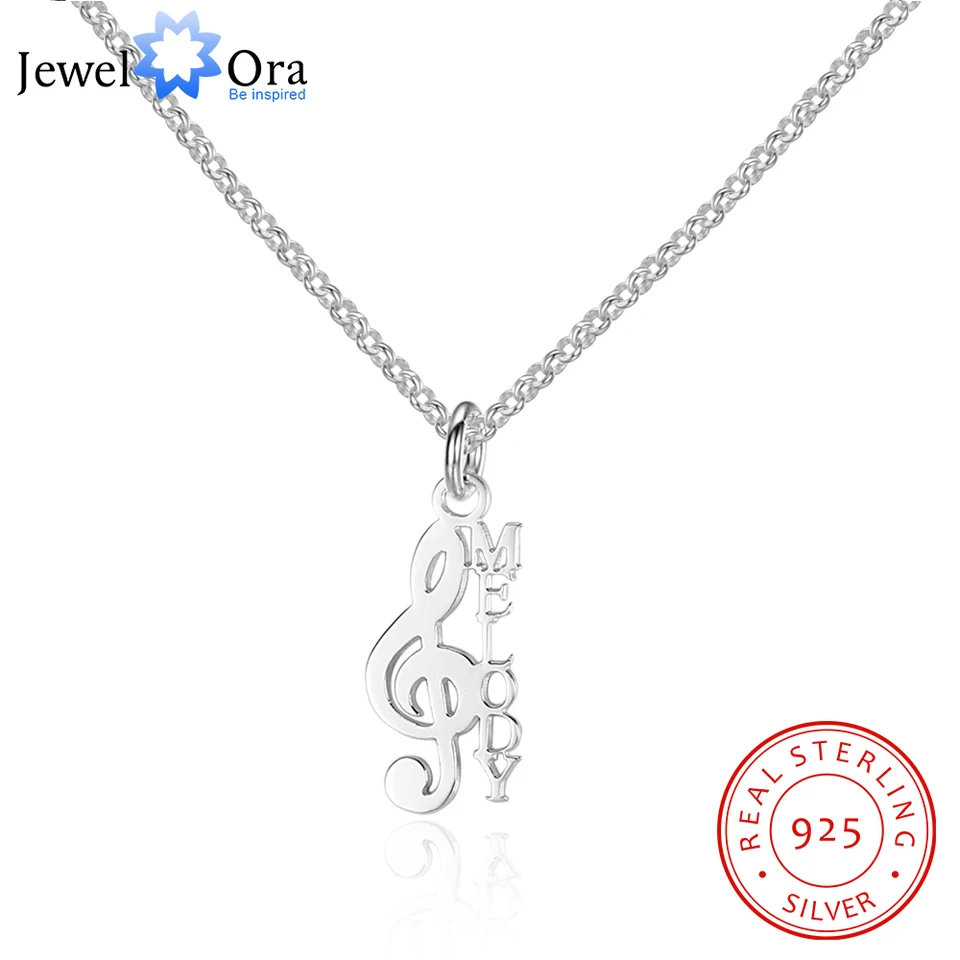 Personalizovaný 925 Sterling Silver Custom názov hudobné noty náhrdelníky a prívesky darček pre priateľku (Jewellora NE101580)