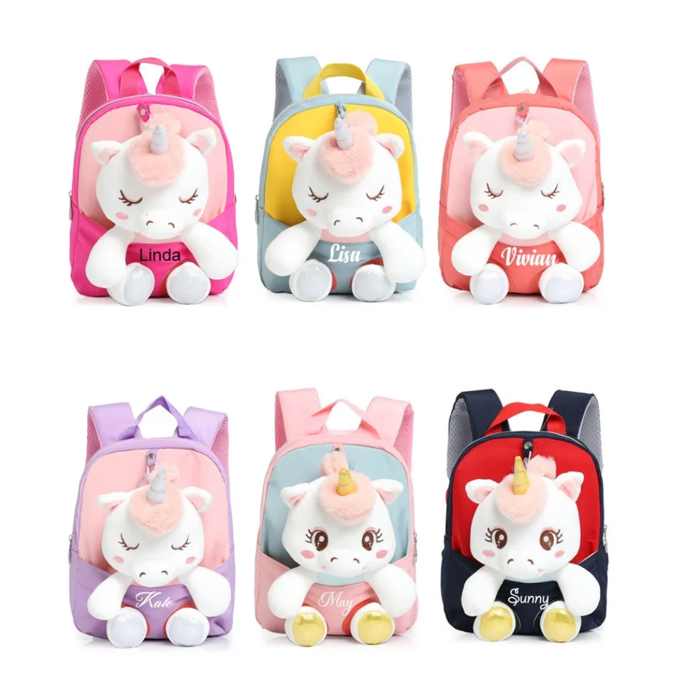 Personalizovaný batoľa UniCorn Batoh Girls Girls Kids Batoh batoh malý plnený zvierací batoh s plyšovým jednorožec roztomilý na 3-6 rokov