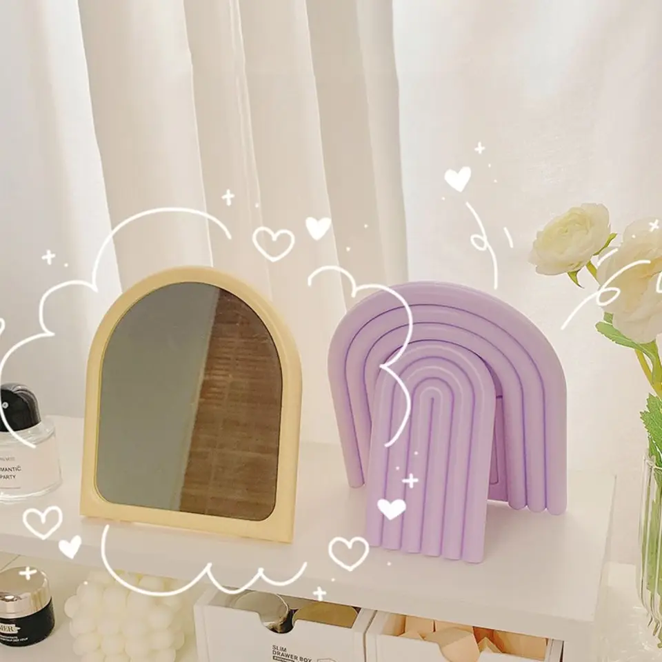 Personalizovaný oblúkový make -up zrkadlové skladacie elegantné obliekanie zrkadlového zrkadla Karika