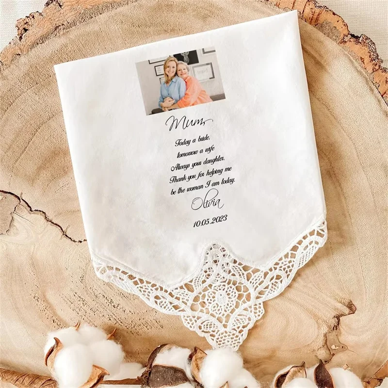 Personalizovaný svadobný darček pre rodičov s mamou otca Photo / Svadobná vreckovka / darčeková sada Ďakujeme darček od Bride Groom Hanki