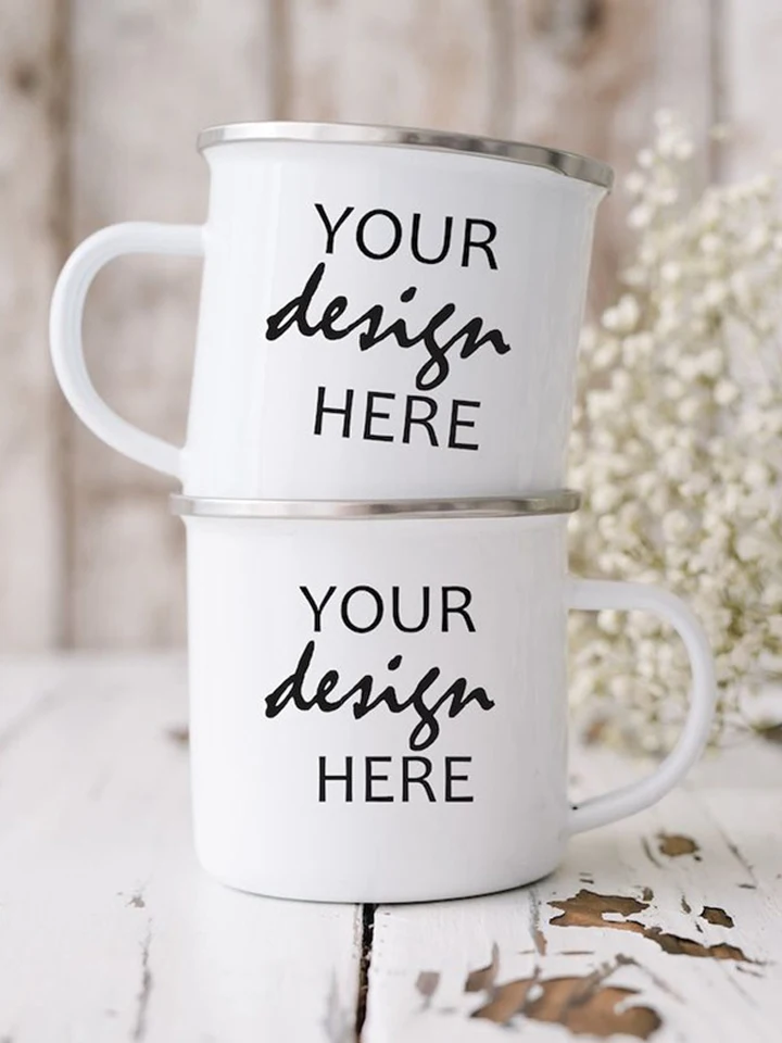 Personalizovaný text loga smalt hrnček 11oz vlastné obrázky rodinný kemping pivo šálka detská manželka manželka narodeninový darček hrnček
