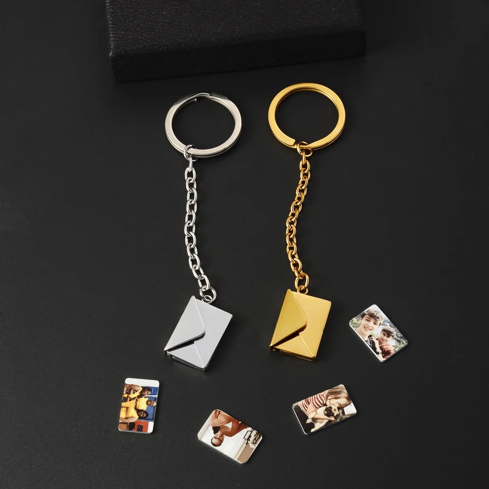 Personalizovaný vlastný fotografický text obálka Klávesové zrkadlo Poľsky z nehrdzavejúcej ocele Keyrings Jewelry Lover Family Friends Gift