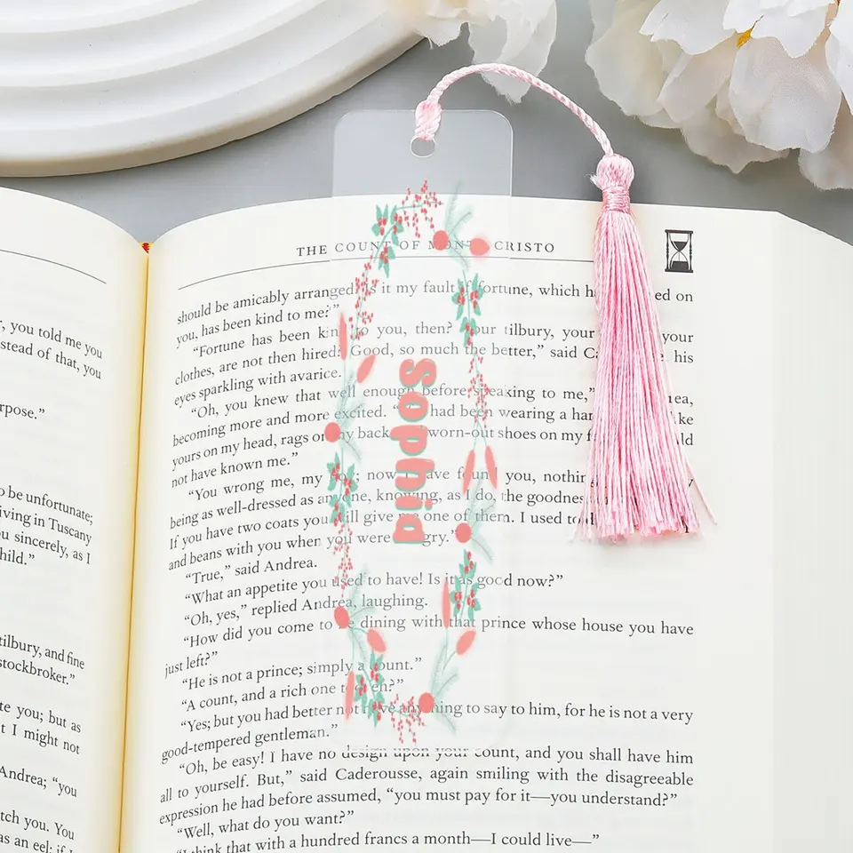 Personalizovaný vlastný názov Akrylová záložka 12 farby Barodenný veniec Book Mark Birthday Anniversary Darček pre priateľa Bestie Wholesale