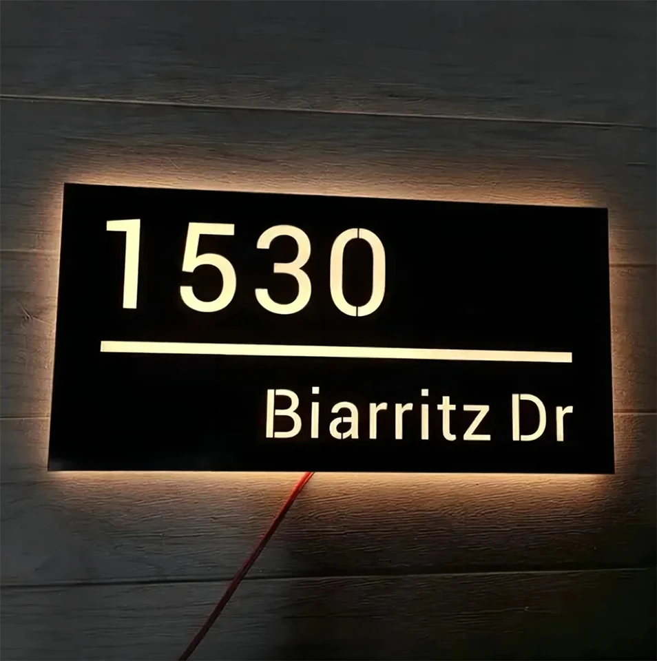 Personalizujte moderný LED dom číslo adresa Značka Outdoor Dvere Plates Vlastná osvetlená adresa Pleque Home Apartment Hotel Office Office