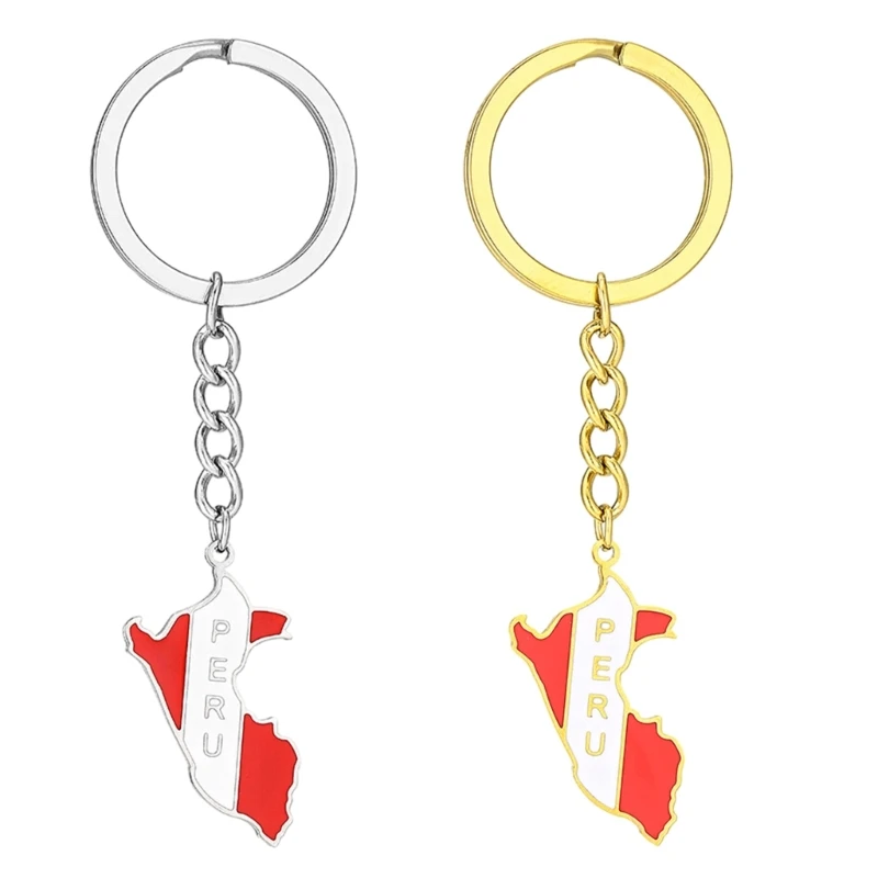 Peru Charm Keychain Country Map MAP prívesok Klávesové kľúče vinobranie šperky pre ženy mužov y2k auta keyring batoh dekorácie
