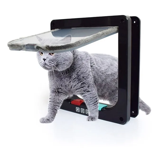 Pes Cat Kitten Flap Puppy Kitten Safety In & Out Pet Door so štvorcestnými bezpečnostnými zámkami Dvere Dvere Dvere Posuvné dvere bezpečnostné domáce zvieratá
