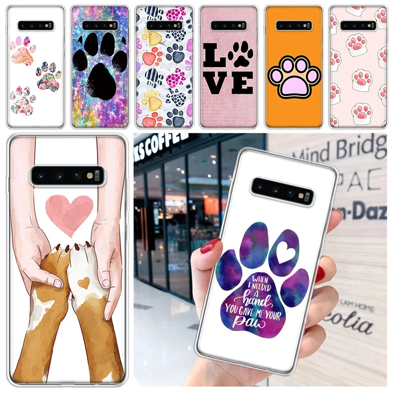 Pes Footprint Paw roztomilý puzdro na mäkký telefón pre Samsung Galaxy S24 S23 S22 S21 Ultra S20 Fe S10 Plus S9 + Tlačové fondy Cover Capa