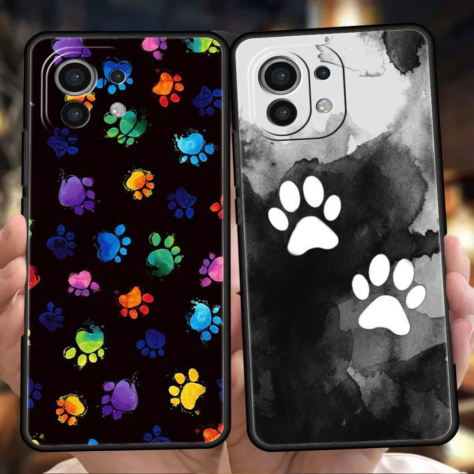 Pes Footprint Paw roztomilý telefónny puzdro pre Xiaomi Mi 14 13 12 11 Ultra 13T 12T POCO C51 F3 F4 F5 X3 X4 NFC PRO LITE 5G Silikónový kryt