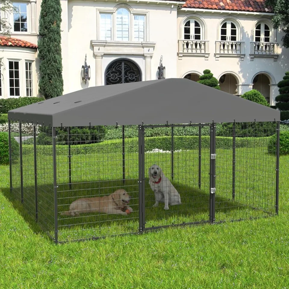 Pes Kernel Outdoor Heavy Duty pre veľké klietky pre psov s vodotesnými krytmi na strešnom kryte s vylepšenou kovovou mriežkou a zámkami dverí