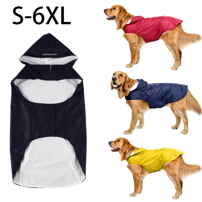 Pes Rainscoat Witerproof Hoodie Jacket Rain Poncho Pet Rainwear Oblečenie s reflexným pruhom vonkajšie psy