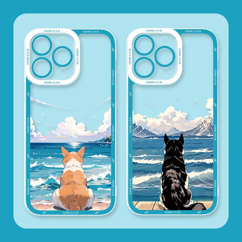 Pes sleduje morské puzdro pre Xiaomi Redmi Note 12 Pro Plus Turbo 13 11 11S 10S 9s 9 Max 8 7 6 A1 A2 Soft Offtect Cover
