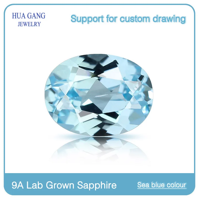 Pestovanie drahokamov Aquamarine Sapphire Oval Laboratórne Gemstones od Czochralski Loose Gemstones na výrobu šperkov