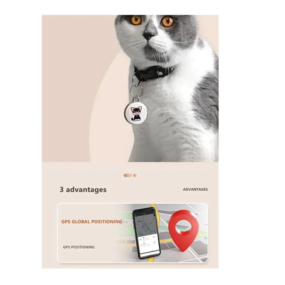 Pet Anti Lost GPS Tracker Bluetooth Smart Weabible Witerprood Lookator Lookator v reálnom čase Golier Nájsť zariadenie, CAT