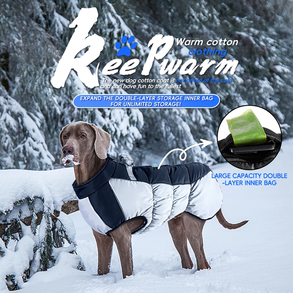 Pet Big Dog bunda s postrojom Zimné teplé odevy psov Labrador nepremokavý veľký psí kabát Chihuahua francúzsky buldog kostým