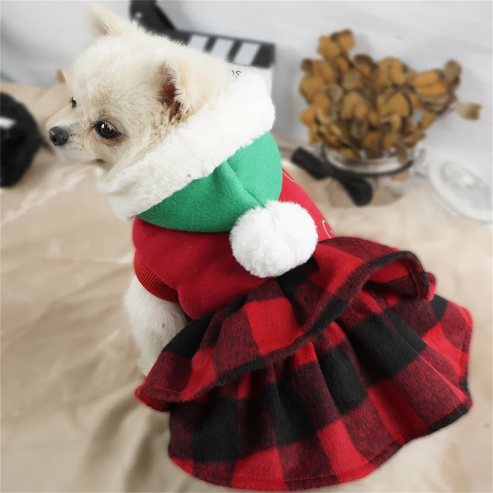 Pet Cat Dog Dess Dogs Cats Dievčatá roztomilé vianočné losy Plaid mačiatko šteniatka šaty princezná sukňa kostým Nový rok
