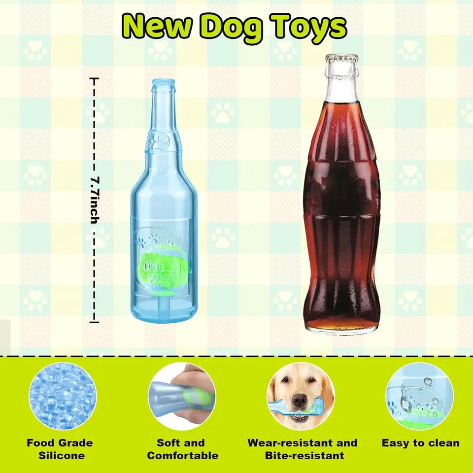 Pet Chew Toy TPR proti uhryznutému piva s fľašou s tenisovou loptičkou hračky šteniatko zhota