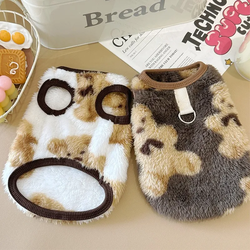 Pet Dog Vest Coat Soft Fleece Dog Clothes Autumn Zimné teplé oblečenie šteňa Bear Print Dog Hoodies Chihuahua Bichon kostýmy
