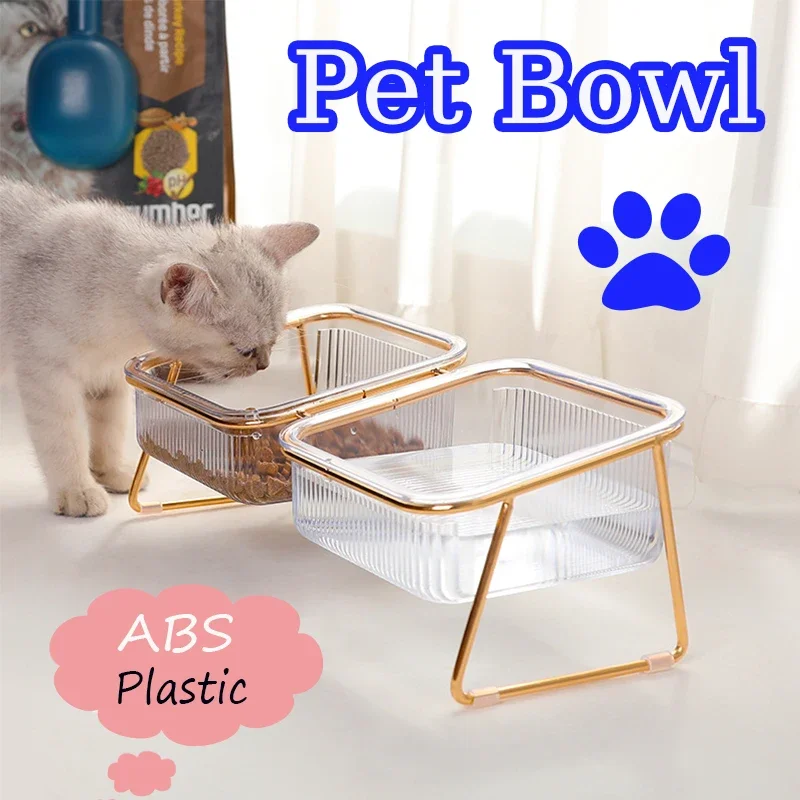 Pet Dvojitá misa Priehľadná vysoká noha mačka misa Drink Water Cat Food