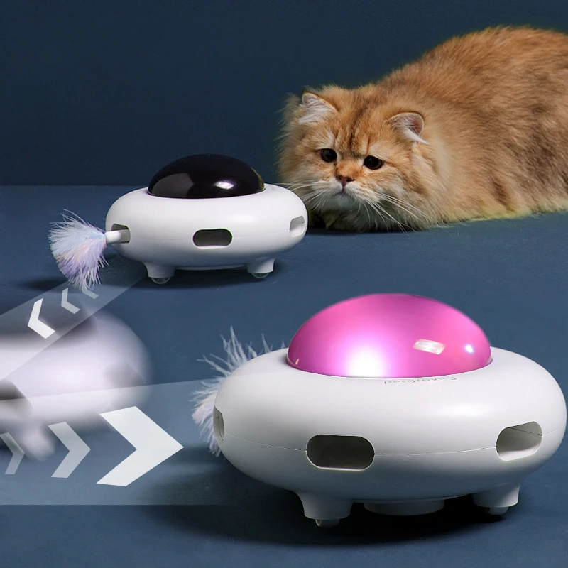 Pet Electronic UFO Smart Funny Cat Trafnár Hračka Hračka inteligentná vtipná mačka s paličkou Rotujúca gramofónová mačka hračky automatické čistenie