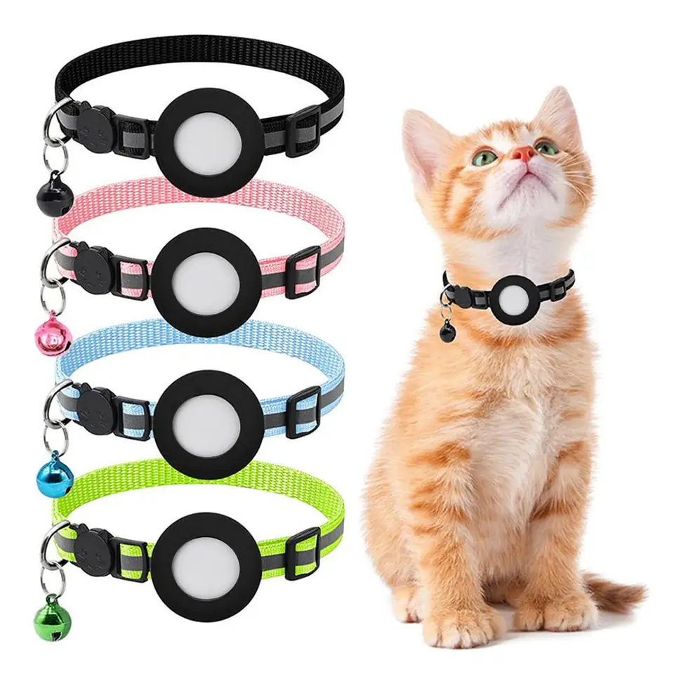 Pet GPS Tracker Bluetooth s zvončekom roztomilý reflexný psí noc mačkový golier anti-lost adresa Bird Tracking Pendant Footprint D0H0