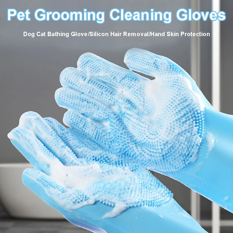 Pet Grooming Rukavice psie mačka Prapa čistiaca rukavica šampón pračk