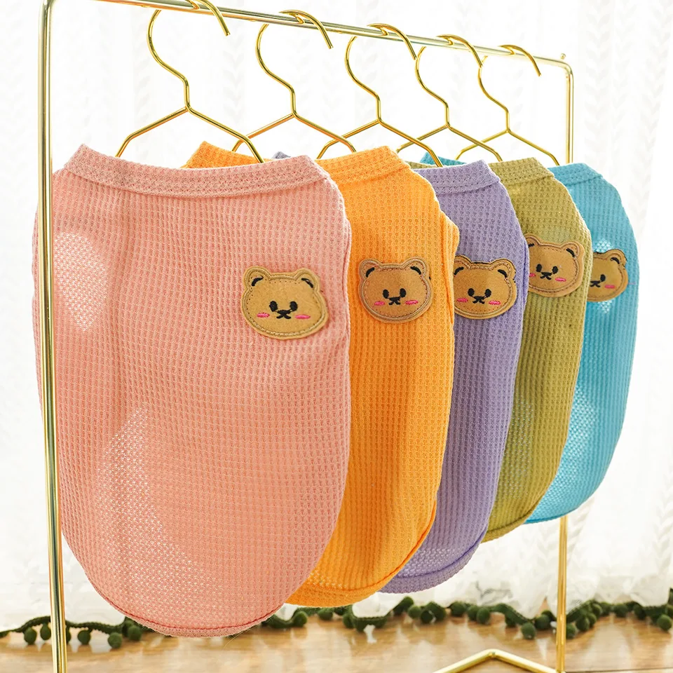 Pet letné tenké oblečenie vaflové materiály Tank Topy Teddy Malé a stredne veľké pes a mačacie oblečenie Podporujú veľkoobchod