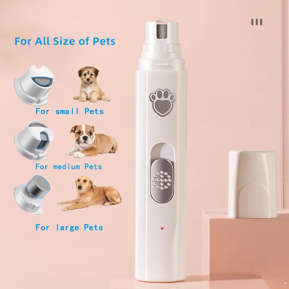 Pet nechtový mlynček USB Nabíjateľný tichý pieskový necht na nechty Cat Dog Electric Clipper Clipper nabíjateľný mlynček 3-v-1 mlynček