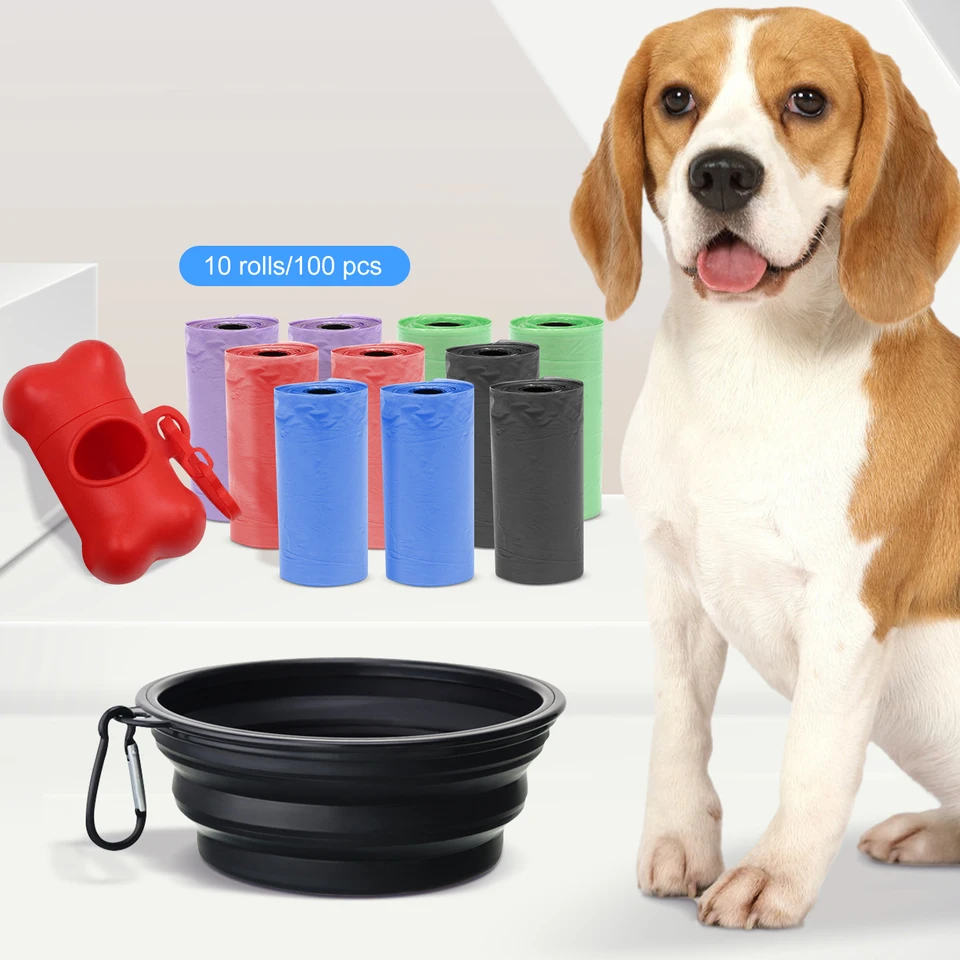 Pet Outdoor Set, skladacia misa na kŕmenie, zdvihnutie toaletného vrecka, vyzdvihnutie úložnej skrinky s háčikmi, kemping vonku