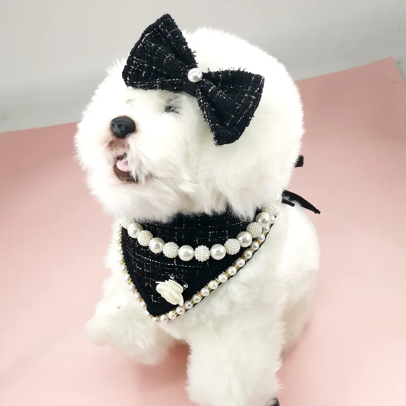 Pet perla náhrdelník psie psa podbradník Dodávky psov drsná handrička sliny Trojulník trojuholník šatka mačka psie psie príslušenstvo