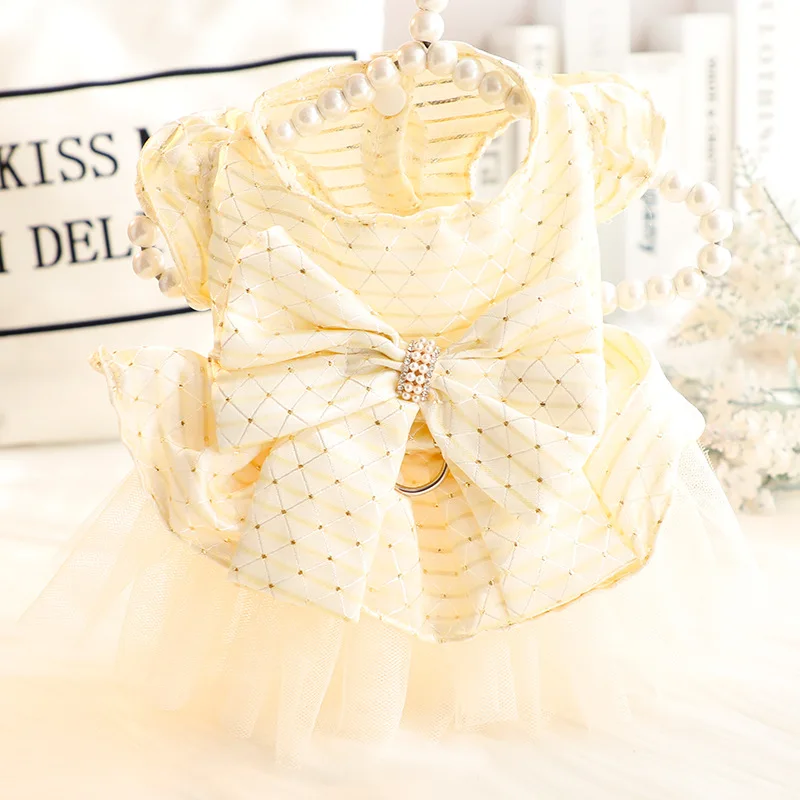 Pet Pet Clothing Plaid Bowknot sukňa pre psov oblečenie mačka malá žltá módna módna dievča babysbreath svadobné šaty Yorkshire