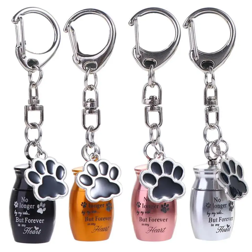 Pet prívesok labka tlač Pet Urns Keychain z nehrdzavejúcej ocele Pes Pes Popo popol Pes Pet Kechsak Metal Pet Pet Cremation Crematry šperky