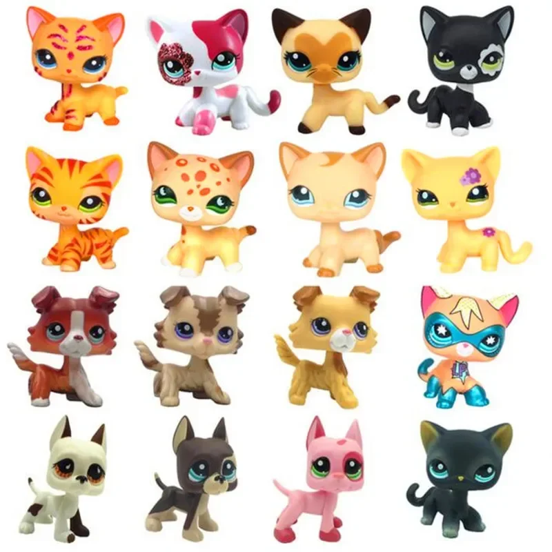 Pet Shop LPS Hračky stojace matlesty s krátkymi vlasmi #2291 biele ružové trblietavé mačiatko anime figuríny bábiky