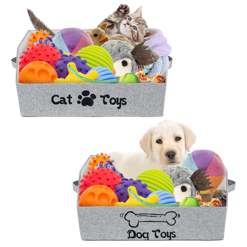 Pet Toy Box Dog Cat Storage Basket