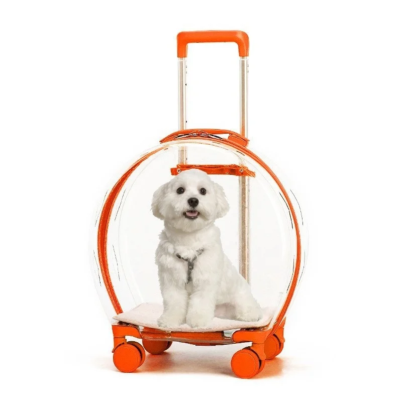Pet Trolley Kuritor Transparent Beauty Case Trolley Professiona Prenosný odolný nosič s kolesami pre mačky a psy