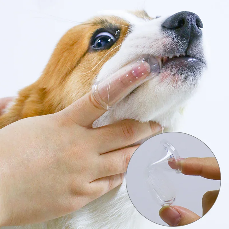 Pet zubná kefka na zubné zvieratá s dvojitým prstom Pet zuby čistiace kefy psie psie psie zubná kefka