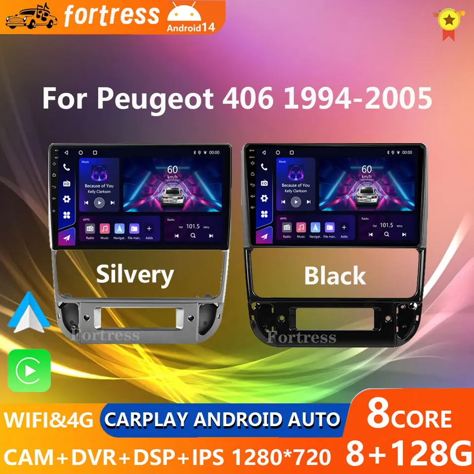Pevnosť Android 14 pre Peugeot 406 1994 - 2005 Autoradio Multimedia Radio Carplay Car Stereo GPS navigačná jednotka Auto WiFi