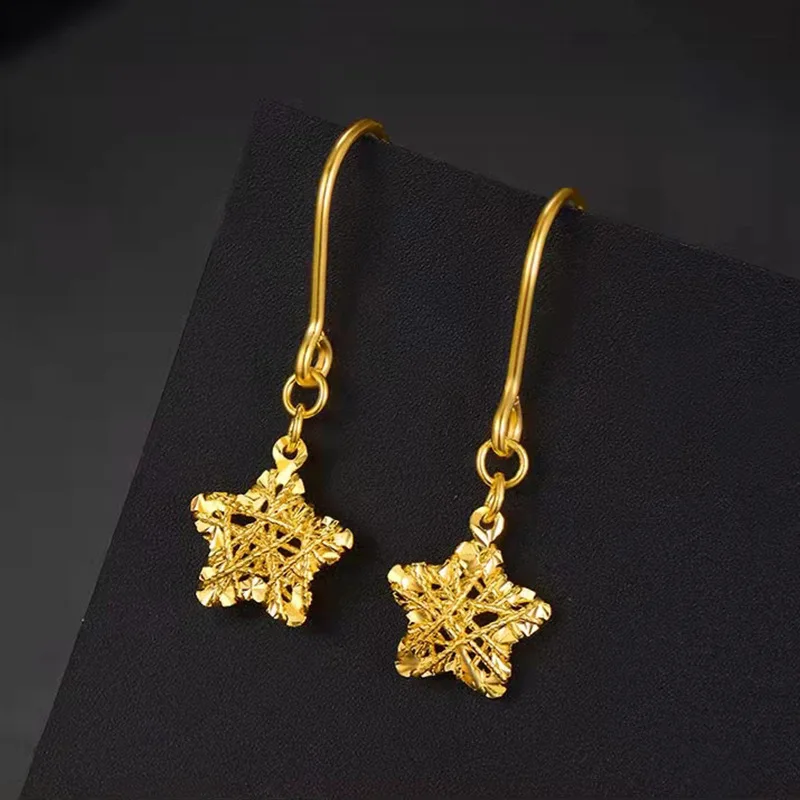 Pevné 14k zlaté farby náušnice pre ženy hviezdami Geometry náušnice a náušnice luxusné svadobné šperky zásnubné darčeky náušnice