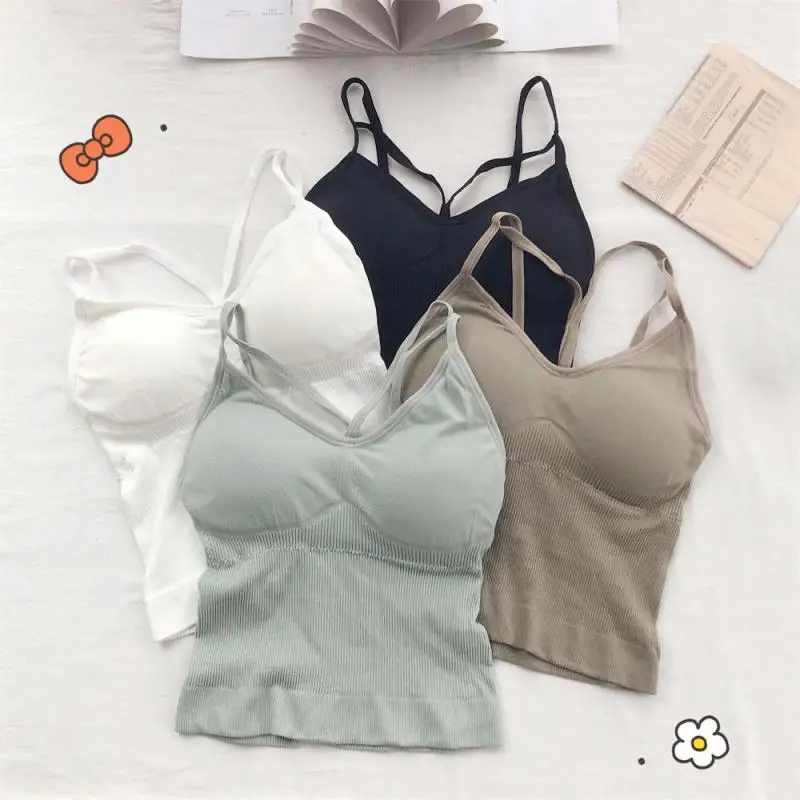 Pevné ženy Sling Slim Halter Neck Off-Ramer Camisole Tops letné ženské nádrže bez rukávov s podložkami Dámy spodná bielizeň