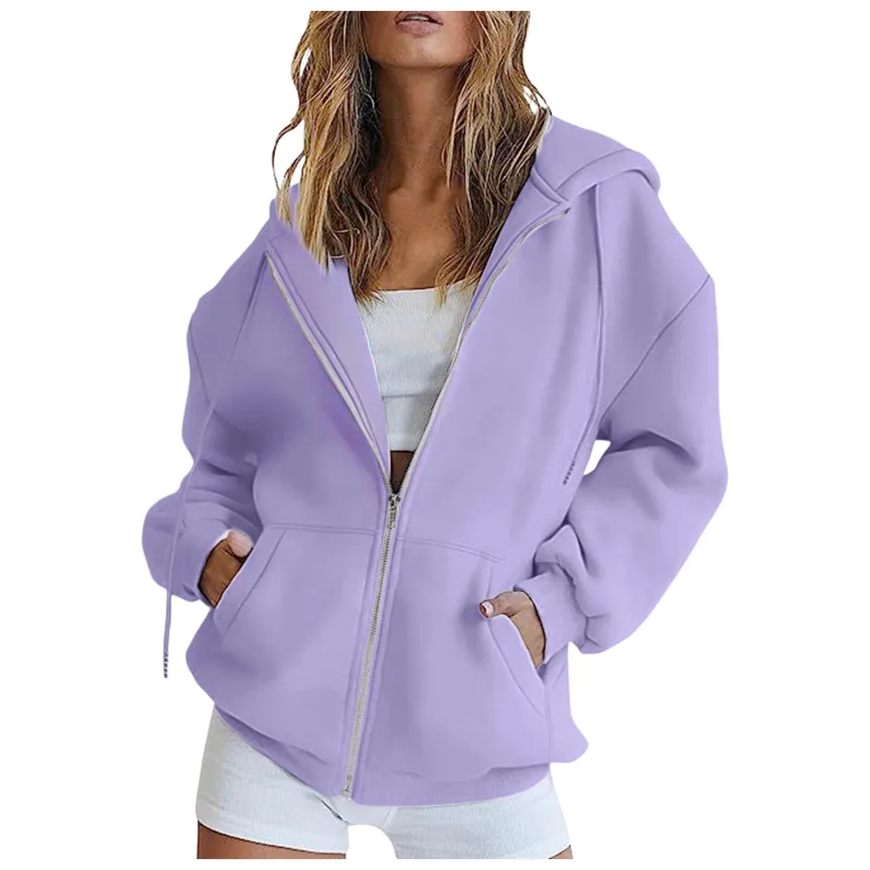 Pevné ženy y2k zips Up Hoodie Casual s dlhým rukávom na zips s kabátom vreckovej mikiny vrcholy nadmerne sa bundy streetwear žena
