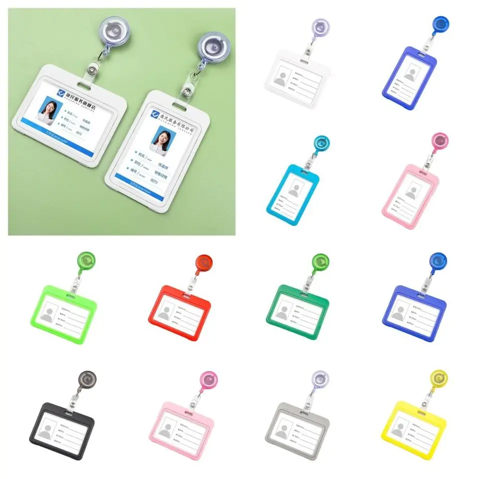 Pevný zatiahnuteľný kryt karty Multicolor plastová plastová karta kryt karty puzdro Pass karta Názov karty odznak Karta Kryt objímky s klipom