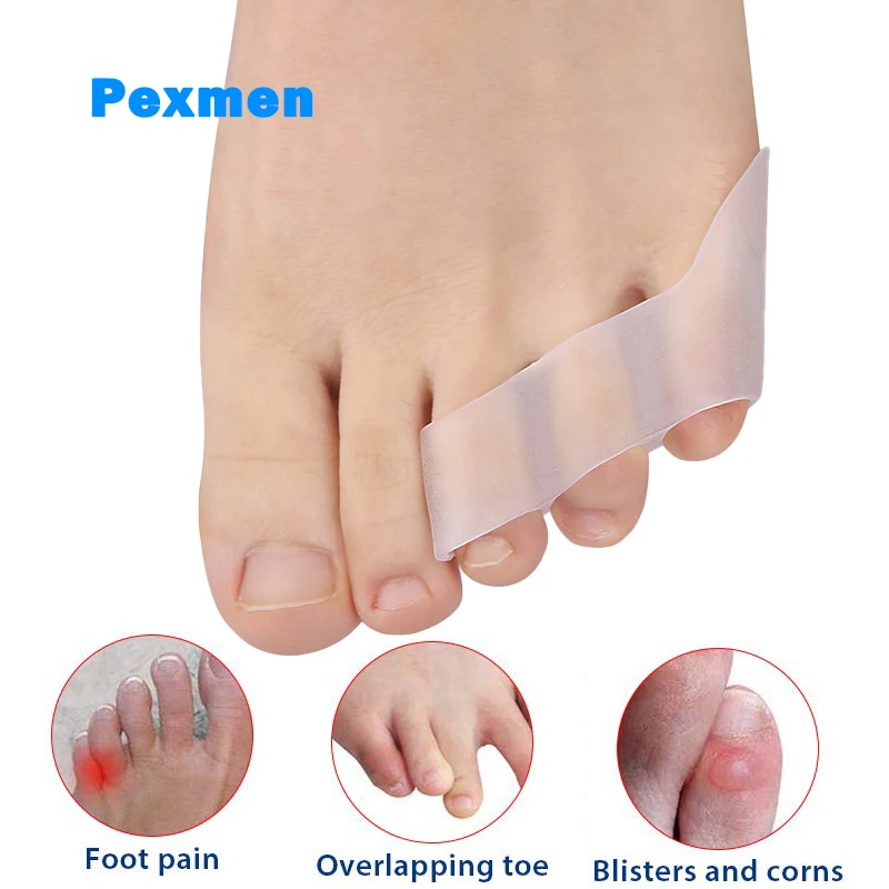 PEXMEN 2PCS Pinky Toe Oddeľovač a chrániče gélových prstov na nohy na prekrývanie špičkových špičiek