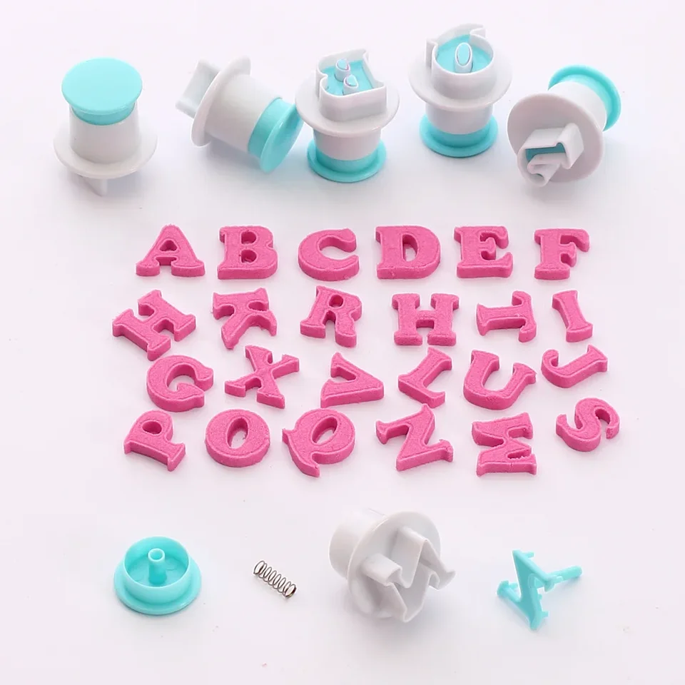 Pečenie pečiva pleseň Fondant Cookie Cutter 26ks Horná malá abeceda a 10ks číslo koláča dekorácie náradie