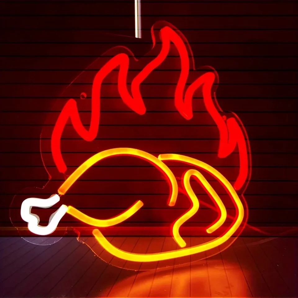 Pečené kuracie neónové svetlo, LED značka Falošný jedlo Model jasnú lampu pre rýchle občerstvenie reštaurácia kuchyňa Domáci párty dekorácie