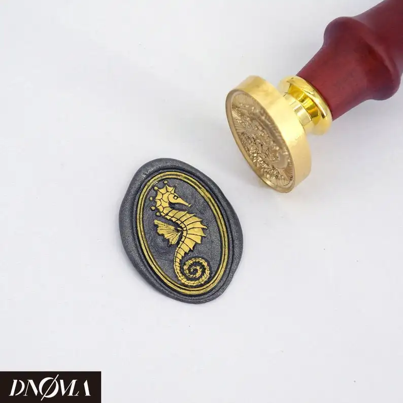 Pečiatka Oval Hippocampus Sea Horse / Svadobný vosk pečiatka / pečiatka tesnenia vosku