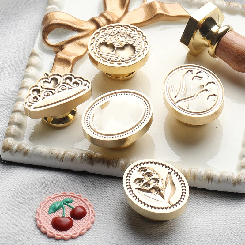 Peňačka vosku Vymeňte hlavu retro kvetina čerešňový vzor tesnenia pečiatky DIY Scrapbook Craft Svadobná večera pozvánka