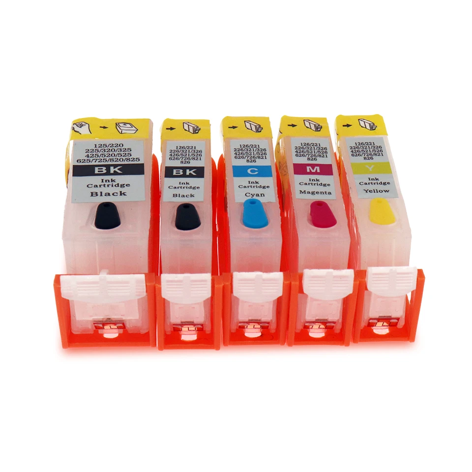 PGI-520 CLI-521 Regilble Ink Cabtridge s oblúkovými čipmi pre Canon IP3600 IP4600 mp540 mp550 mp560 mp620 MP640 TLAČIDLO