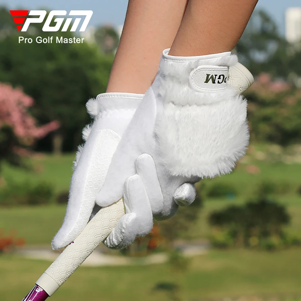 PGM muži a dámske jesenné a zimné golfové rukavice plyšové zhustené polárne fleece teplé rukavice vetru nepremokavé nekĺzané silikónové biele ST033